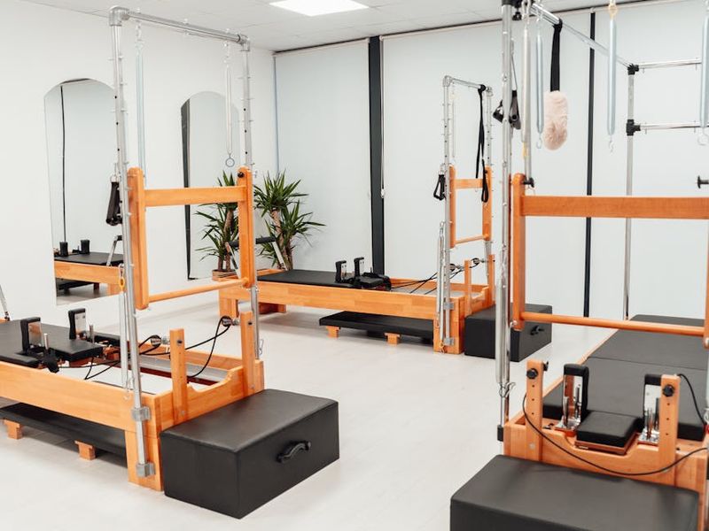 Bright minimalist training room with equipment