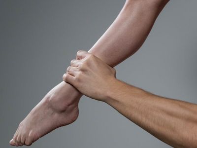 Close up of a person hands during stretching